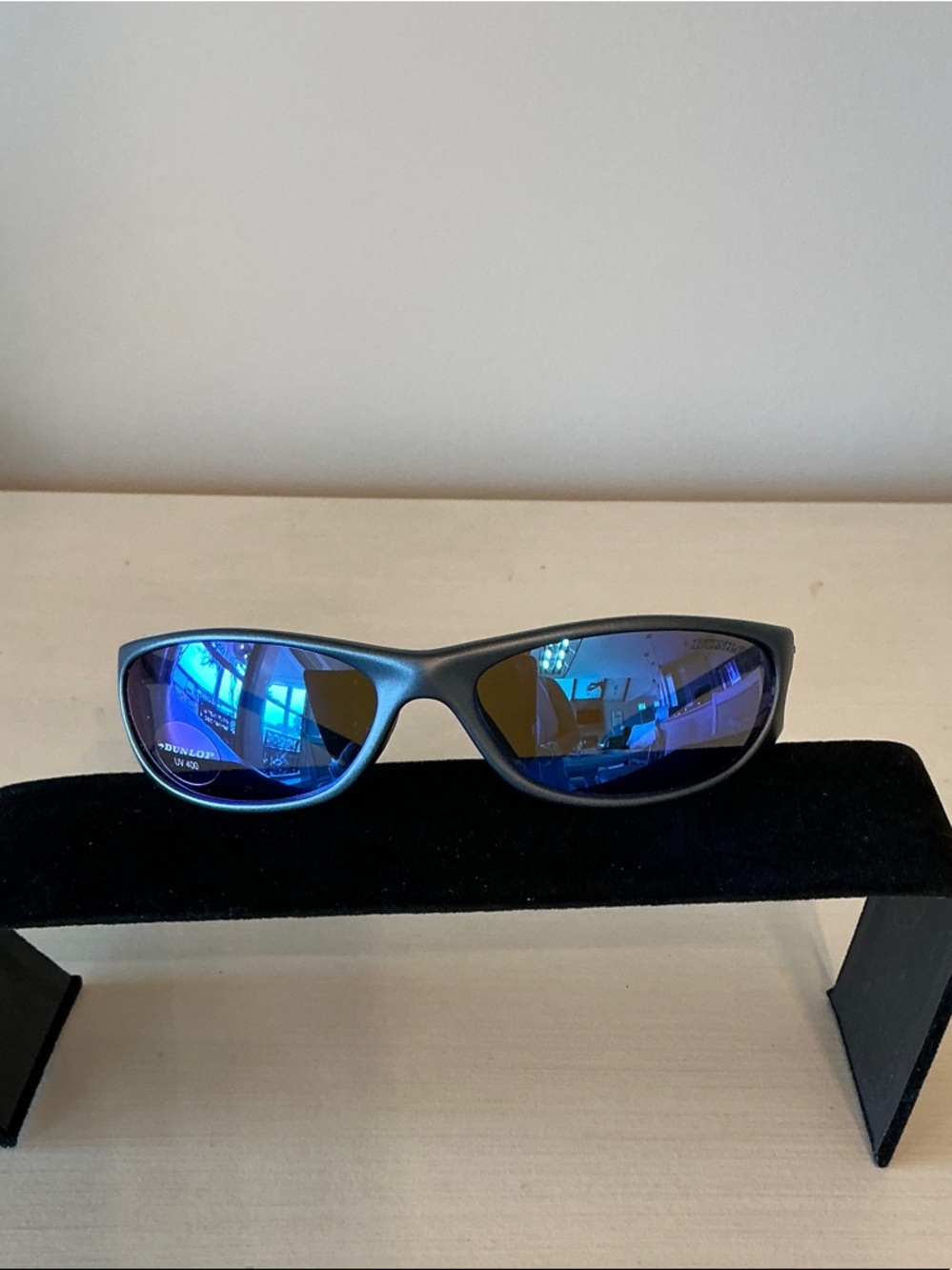 Authentic, Dunlop Blue Mirrored Lens Matte Gray Sport Sunglasses for Men